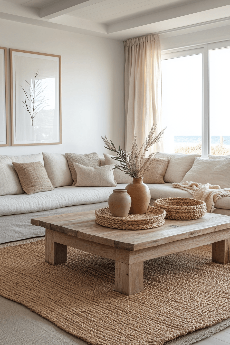 29 Coastal Casual Living Room Ideas That Welcome Sand on the Floor 3