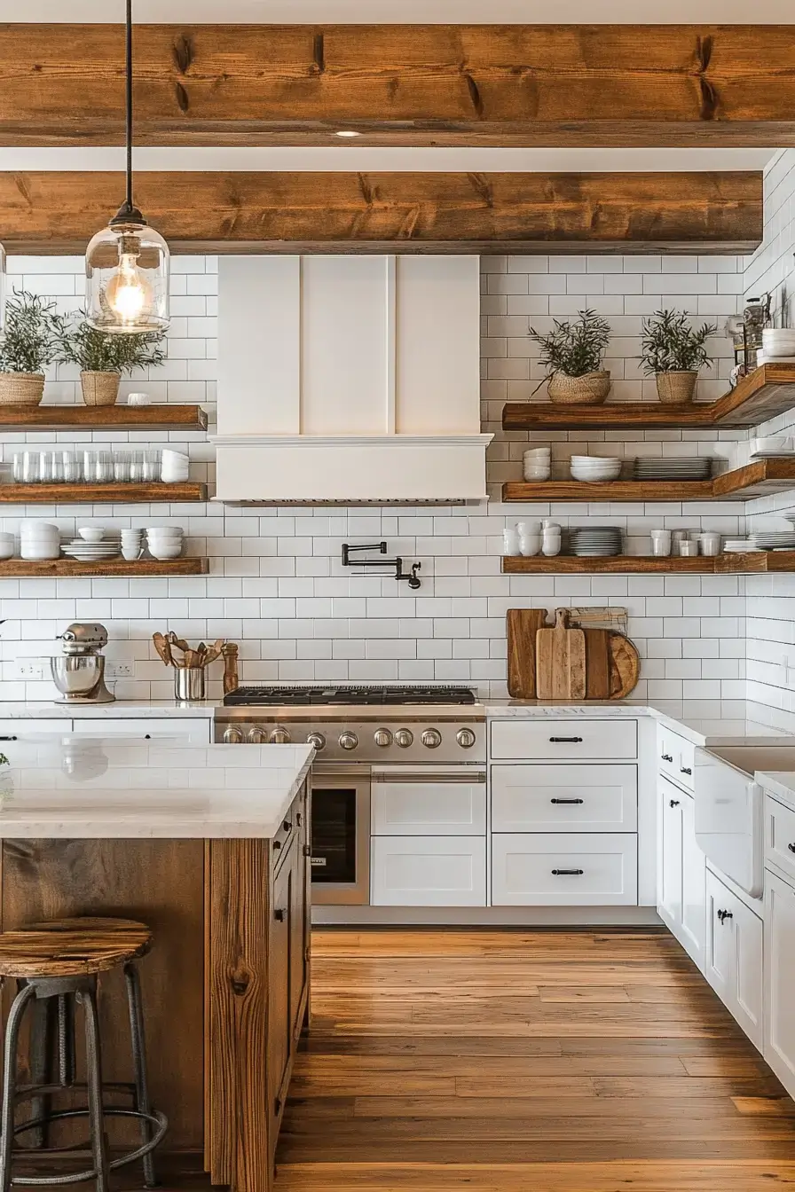 29 Farmhouse Kitchens with White Cabinets That Balance Clean and Cozy 11