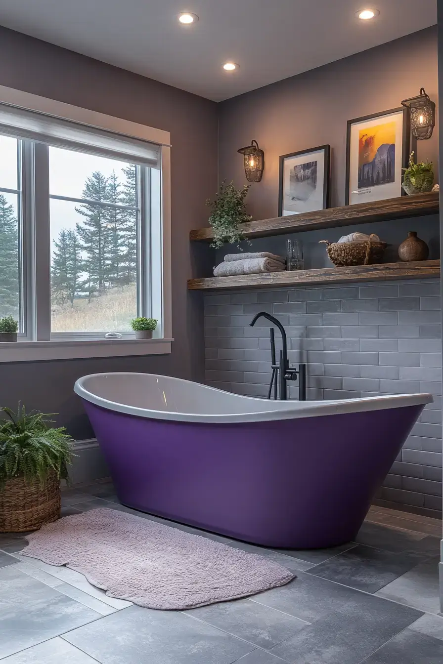 29 Purple Bathroom Ideas That Feel Calm, Bold, and Totally Livable 17