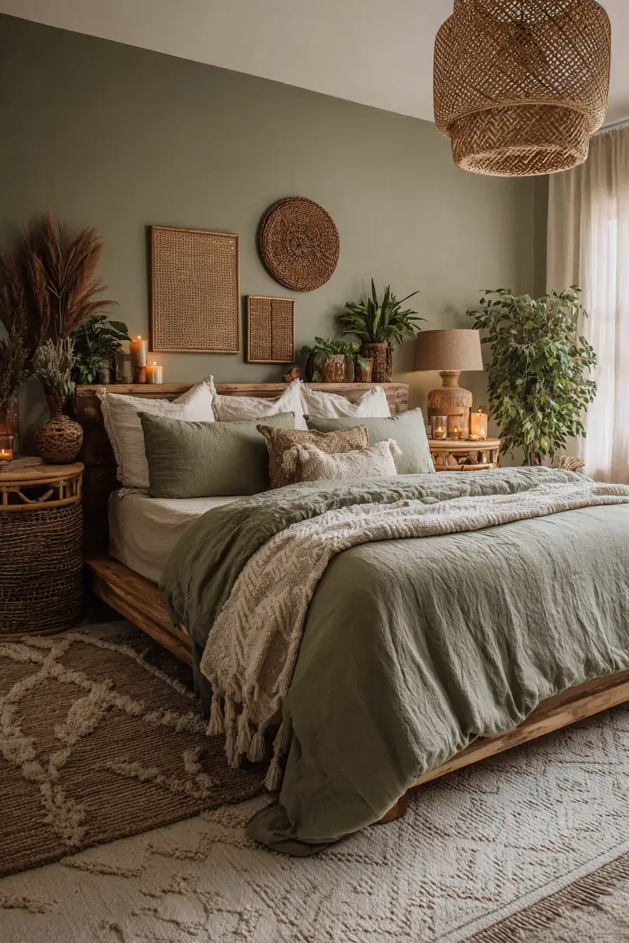 29 Green Boho Bedroom Ideas That Feel Calm and Collected 2