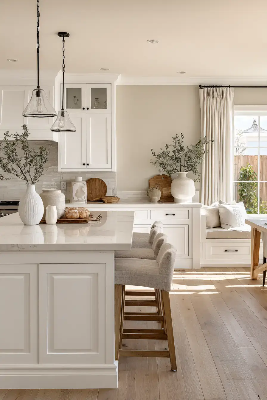 29 Farmhouse Kitchens with White Cabinets That Balance Clean and Cozy 22