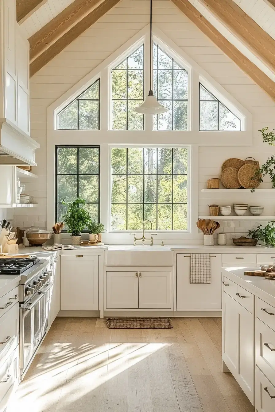 29 Farmhouse Kitchens with White Cabinets That Balance Clean and Cozy 25