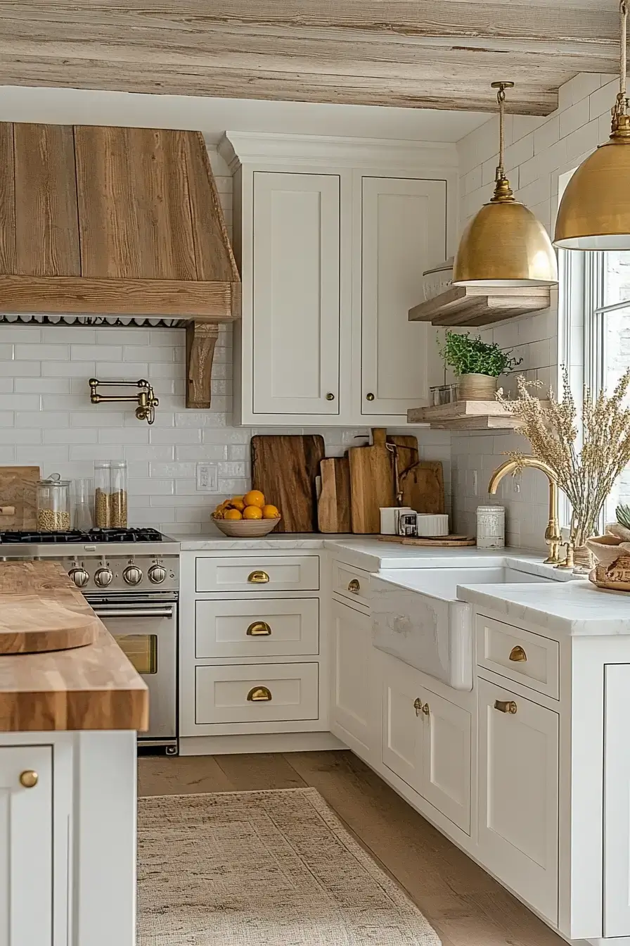 29 Farmhouse Kitchens with White Cabinets That Balance Clean and Cozy 28