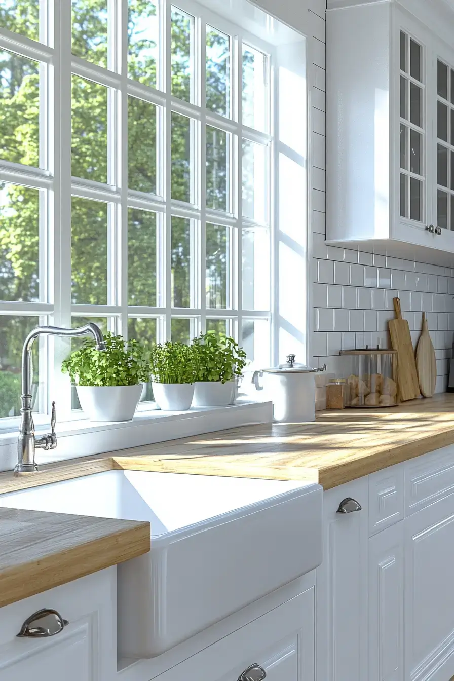 29 Farmhouse Kitchens with White Cabinets That Balance Clean and Cozy 3