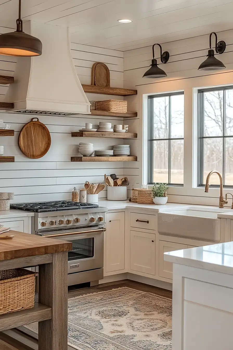 29 Farmhouse Kitchens with White Cabinets That Balance Clean and Cozy 4