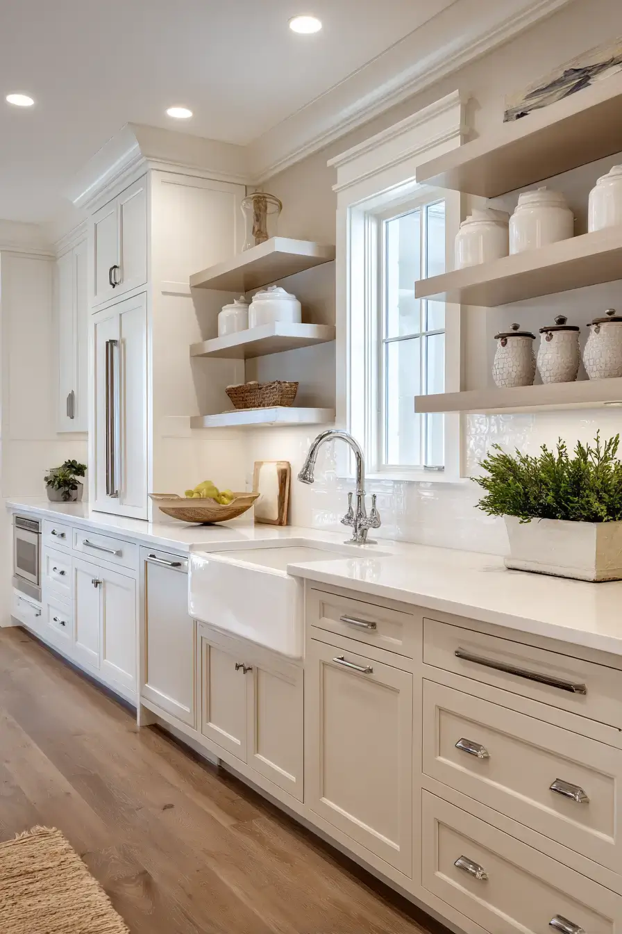 29 Farmhouse Kitchens with White Cabinets That Balance Clean and Cozy 5