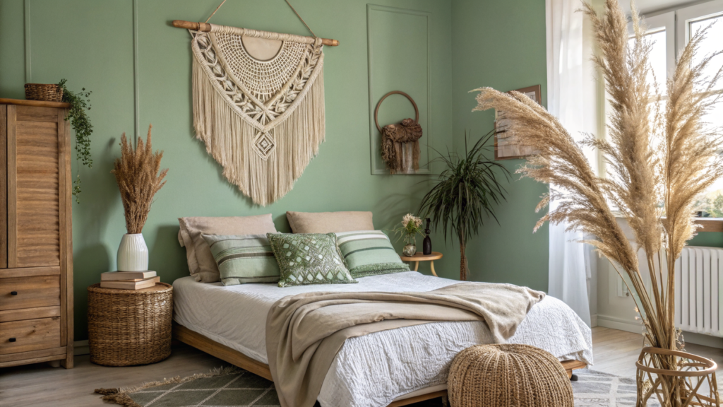 29 Green Boho Bedroom Ideas That Feel Calm and Collected 31 green boho bedroom