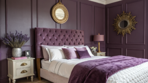 purple themed bedroom