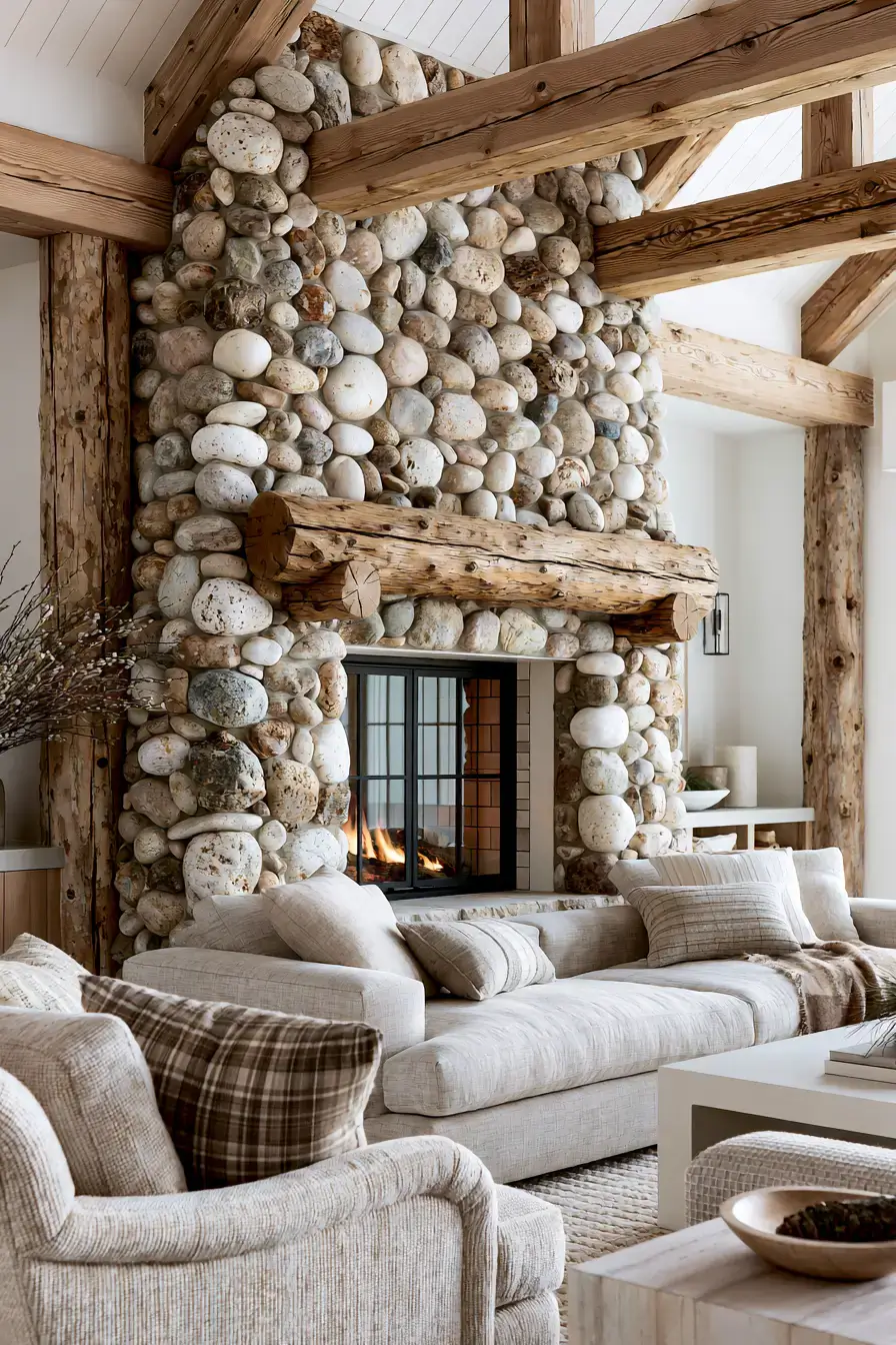 29 Rustic Stone Fireplace Ideas for Fireside Evenings 1 rustic stone fireplace