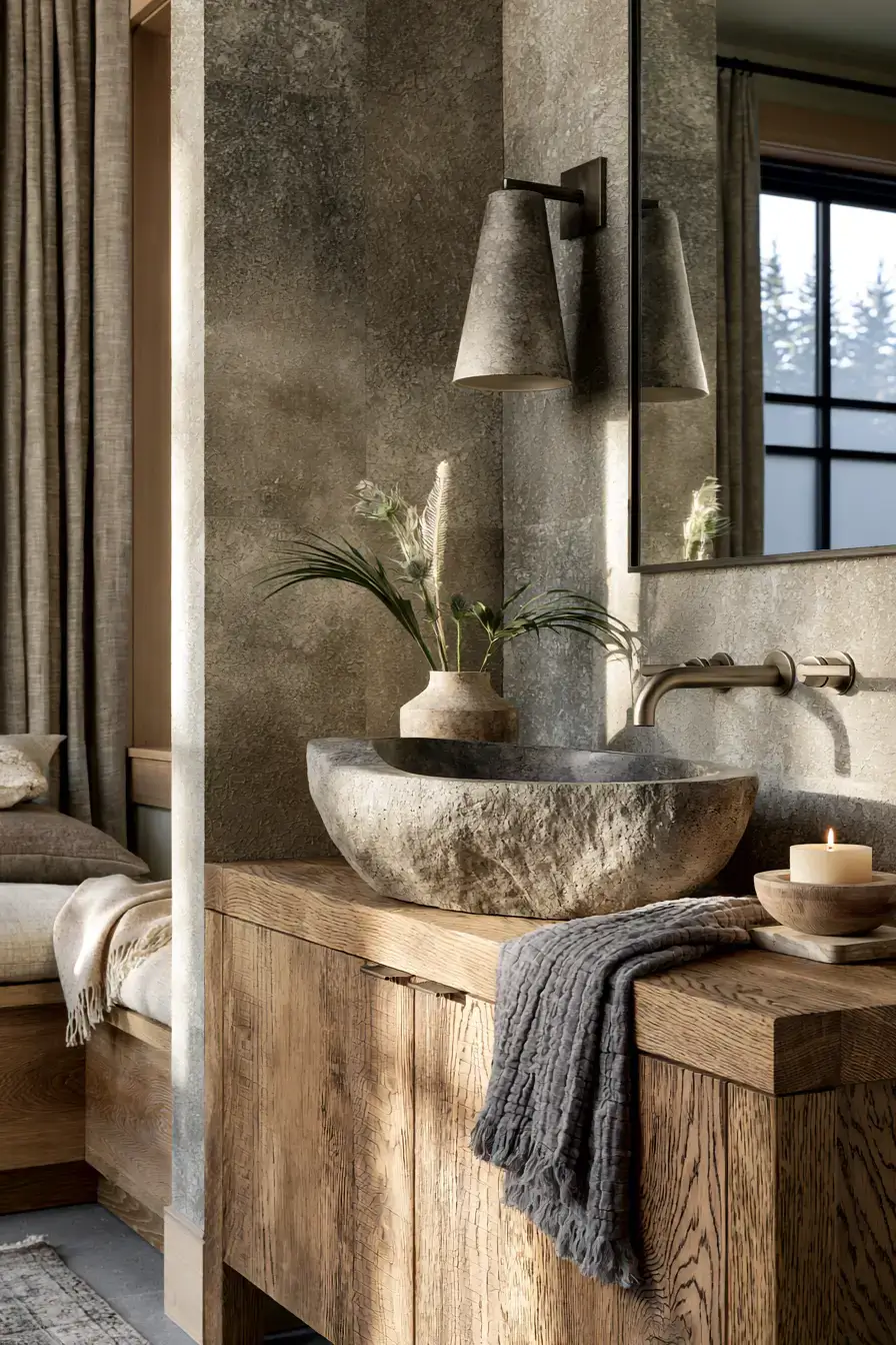 29 Stone Sink Bathroom Ideas for a Sculpted Wash Space 10 stone sink bathroom