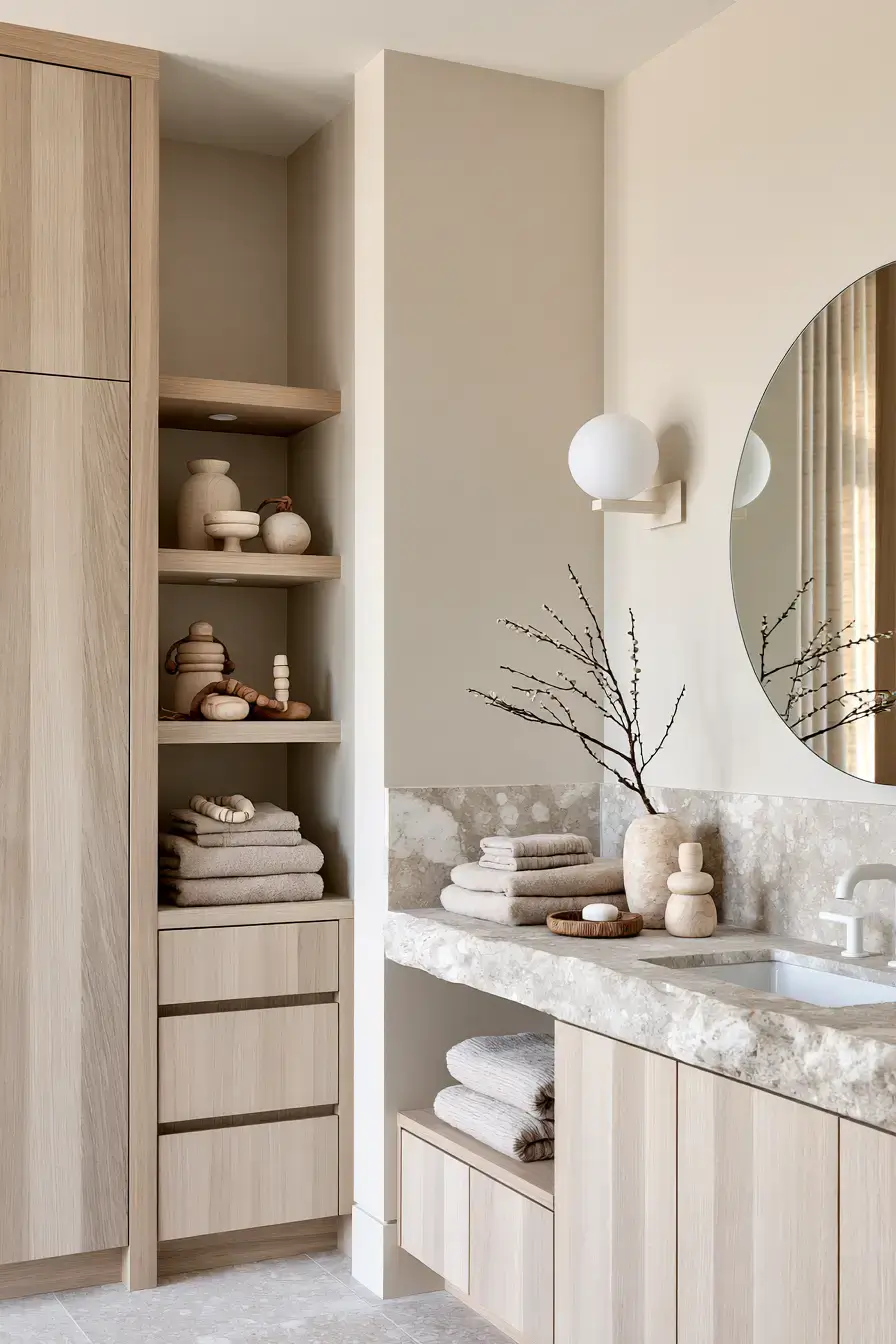 29 Japandi Style Bathroom Ideas for Quiet, Warm Minimalism 10 japandi style bathroom