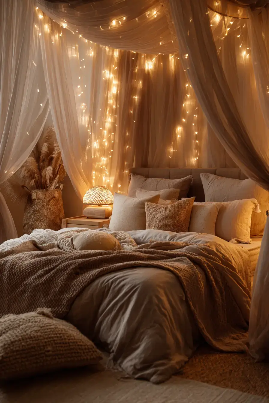 29 Boho Bedroom Lighting Ideas for the Softest Evening Glow 11 boho bedroom lighting ideas