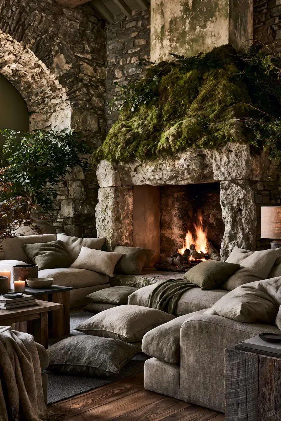 29 Rustic Stone Fireplace Ideas for Fireside Evenings 11 rustic stone fireplace