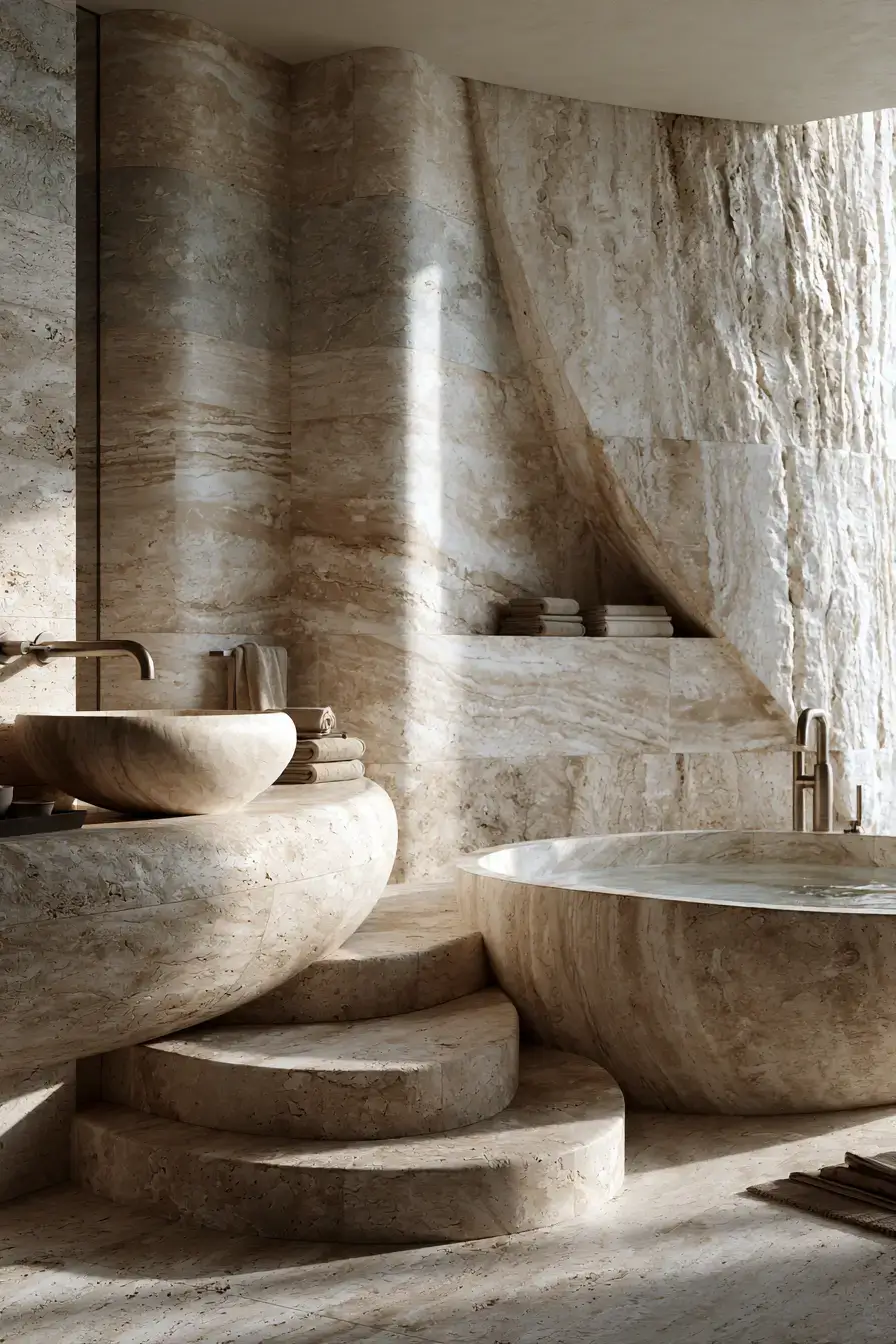 29 Stone Bathroom Ideas That Feel Carved From the Earth 11 stone bathroom