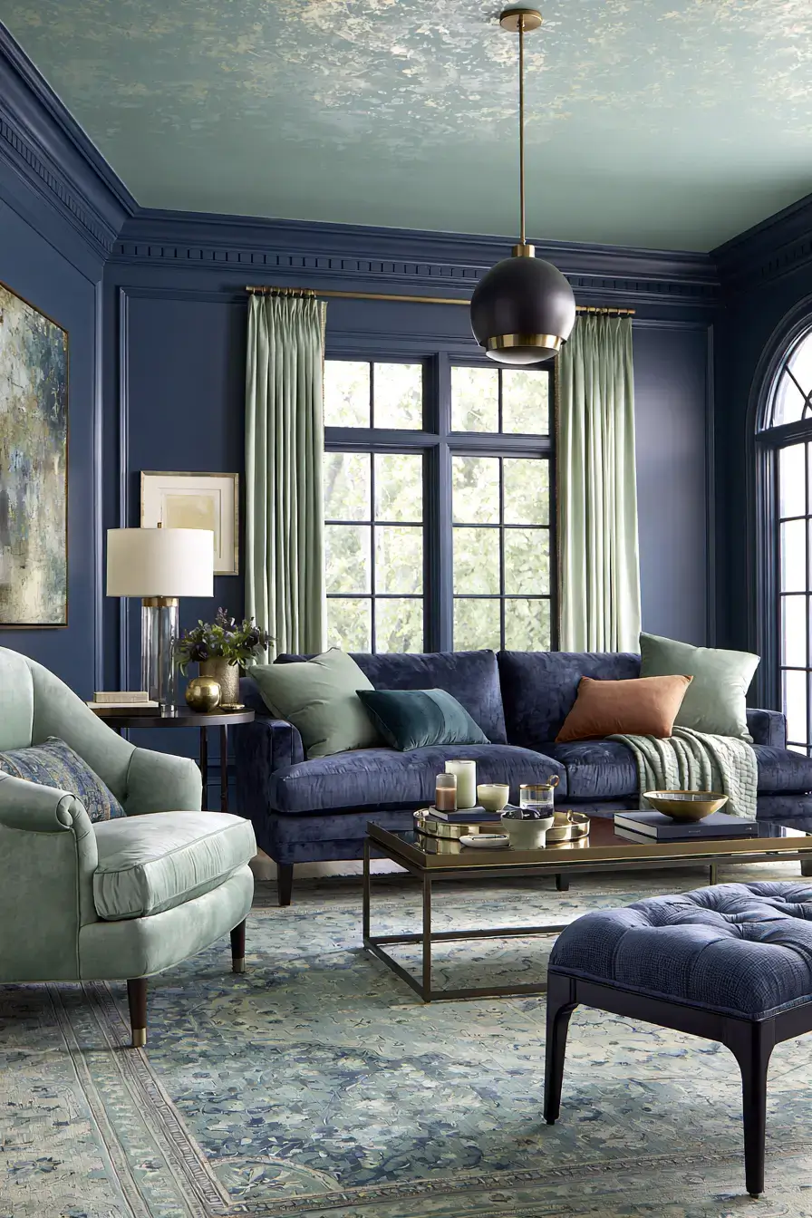 29 Navy and Sage Living Room Ideas for a Pairing That Just Works 11 navy and sage living room