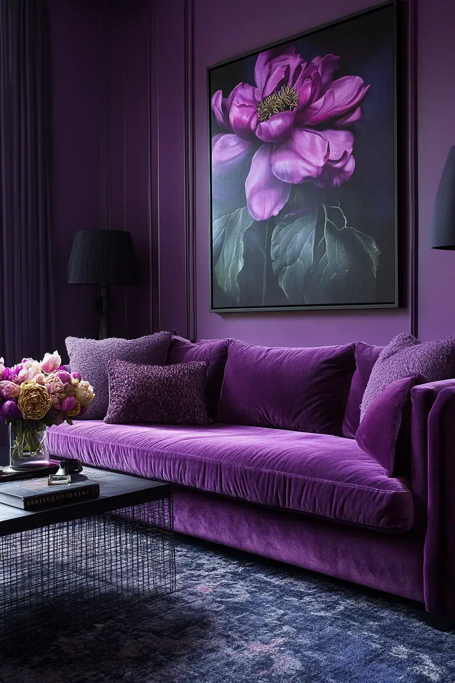 29 Purple Living Room Ideas That Prove the Color Deserves a Comeback 13 purple living room
