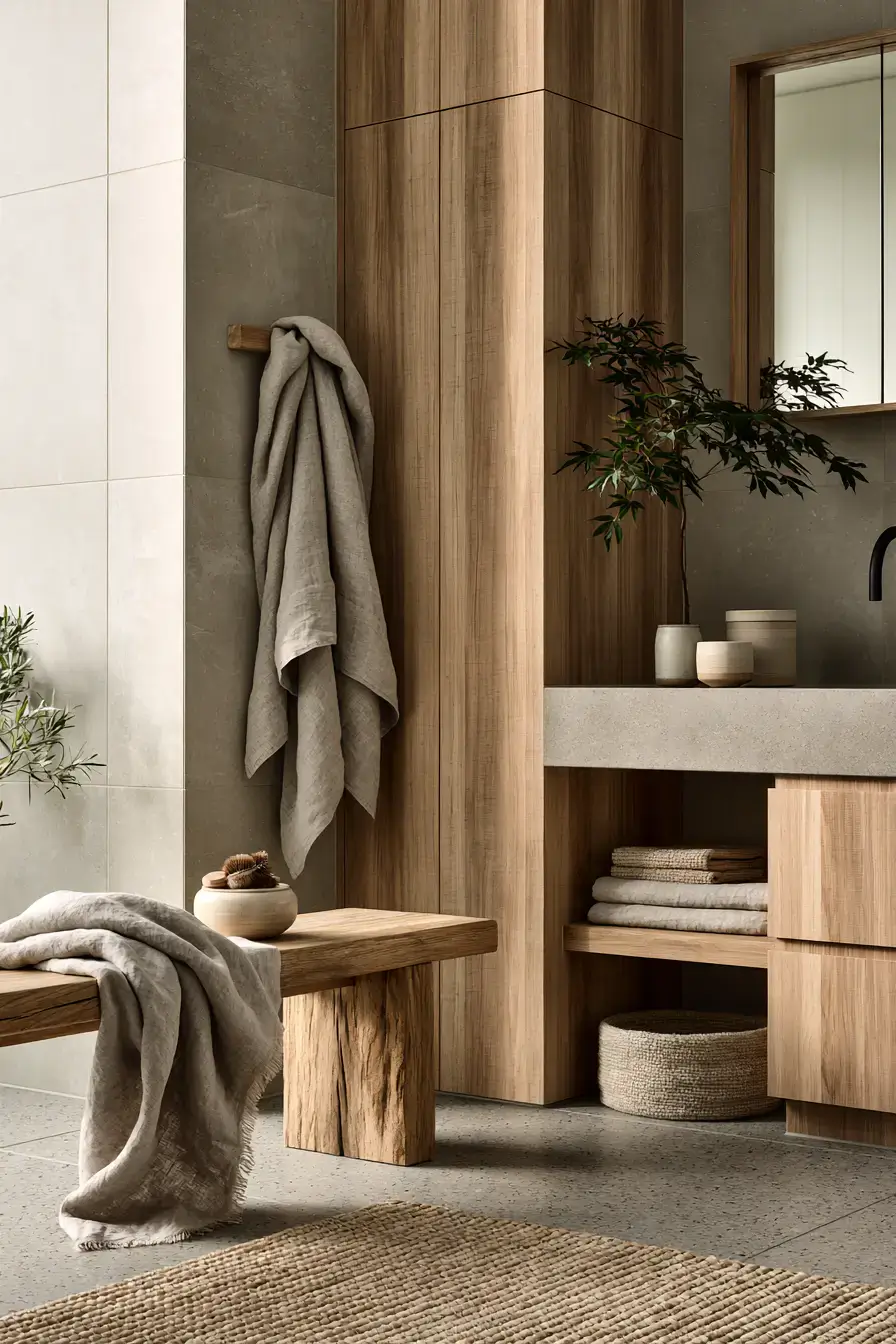 29 Japandi Style Bathroom Ideas for Quiet, Warm Minimalism 13 japandi style bathroom