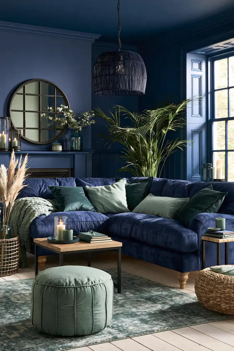 29 Navy and Sage Living Room Ideas for a Pairing That Just Works 13 navy and sage living room