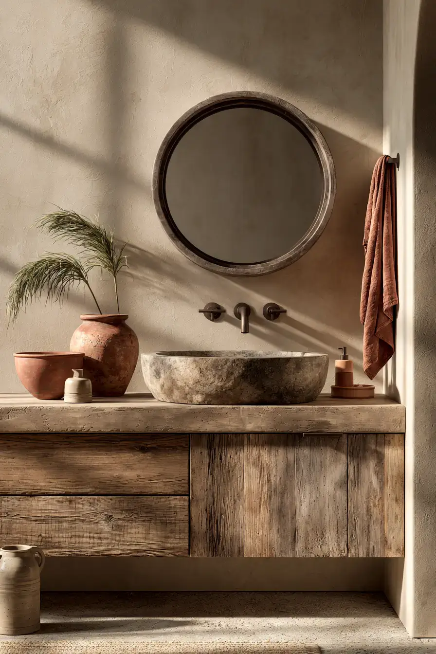 29 Stone Sink Bathroom Ideas for a Sculpted Wash Space 14 stone sink bathroom