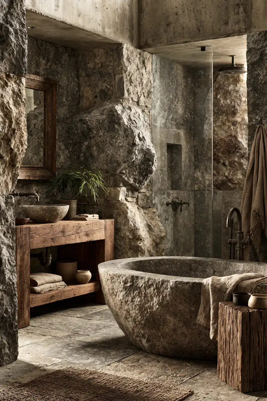 29 Natural Stone Bathroom Ideas Built to Outlast Trends 14 natural stone bathroom