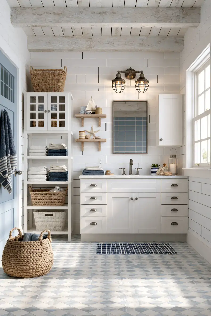 29 Nautical Bathroom Ideas for a Harbor-Side Morning 15 nautical bathroom