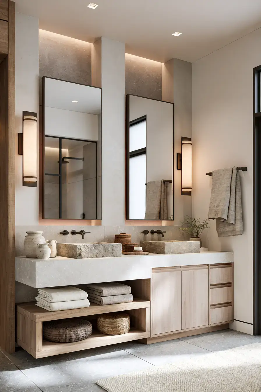 29 Japandi Style Bathroom Ideas for Quiet, Warm Minimalism 16 japandi style bathroom