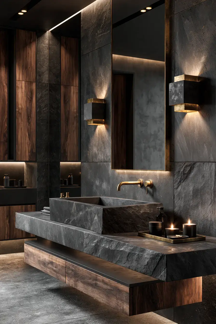 29 Stone Sink Bathroom Ideas for a Sculpted Wash Space 17 stone sink bathroom