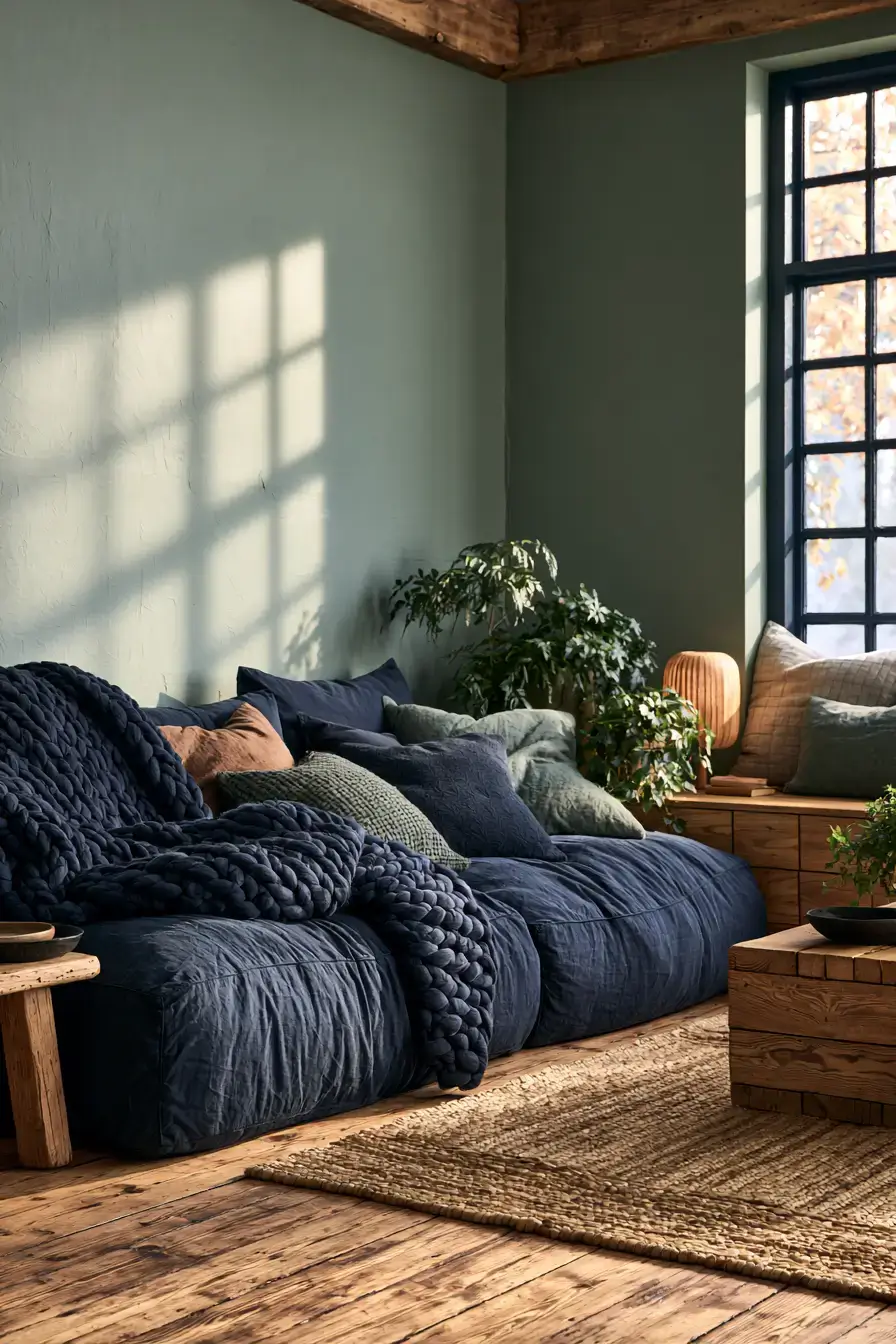 29 Navy and Sage Living Room Ideas for a Pairing That Just Works 18 navy and sage living room