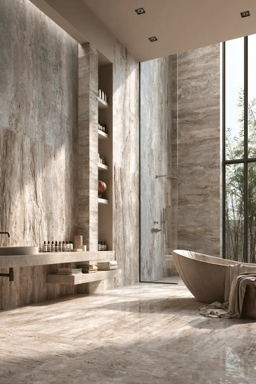29 Natural Stone Bathroom Ideas Built to Outlast Trends 19 natural stone bathroom