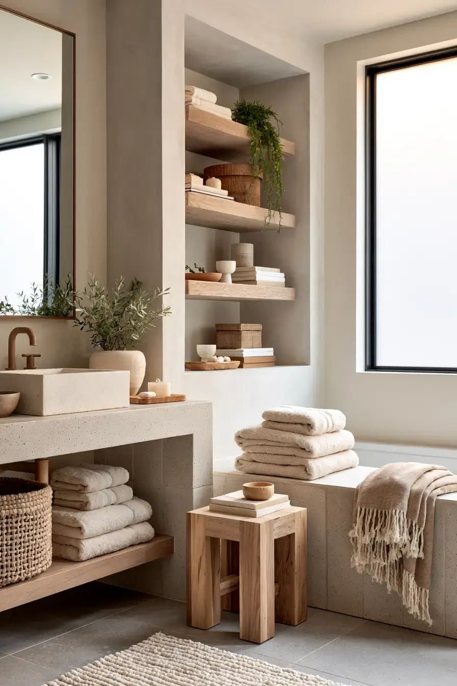 29 Japandi Style Bathroom Ideas for Quiet, Warm Minimalism 19 japandi style bathroom
