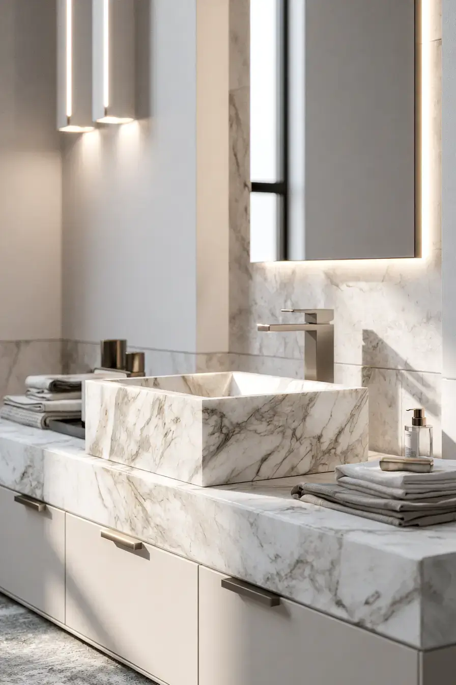 29 Stone Sink Bathroom Ideas for a Sculpted Wash Space 19 stone sink bathroom