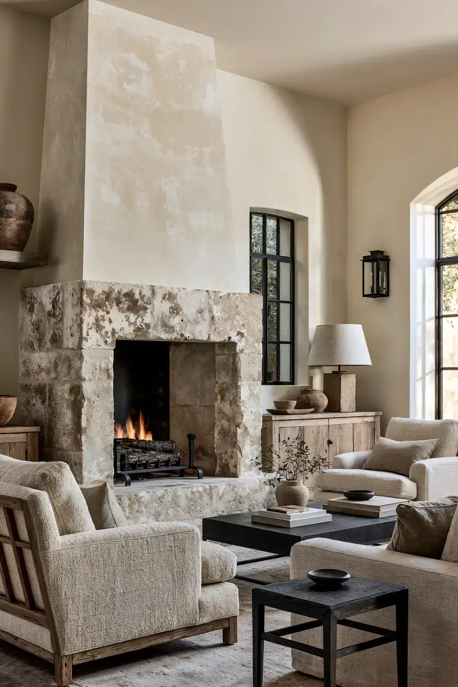 29 Rustic Stone Fireplace Ideas for Fireside Evenings 2 rustic stone fireplace