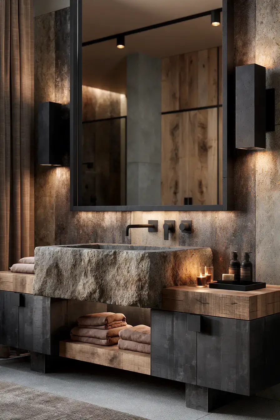 29 Stone Sink Bathroom Ideas for a Sculpted Wash Space 20 stone sink bathroom
