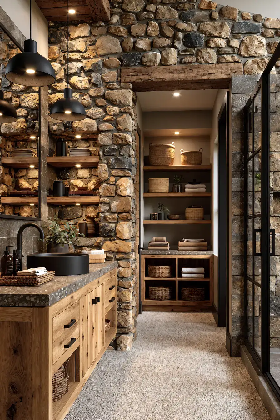 29 Stone Bathroom Ideas That Feel Carved From the Earth 20 stone bathroom