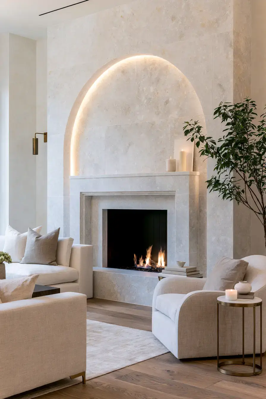 29 White Stone Fireplace Ideas for a Brighter Hearth 22 white stone fireplace