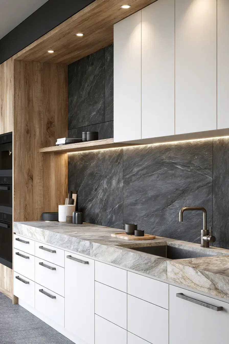 29 Natural Stone Backsplash Kitchen Ideas With Real Texture 24 natural stone backsplash kitchen