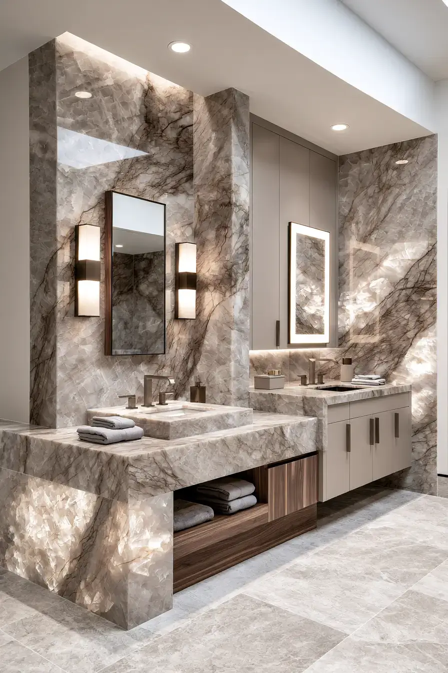 29 Natural Stone Bathroom Ideas Built to Outlast Trends 26 natural stone bathroom