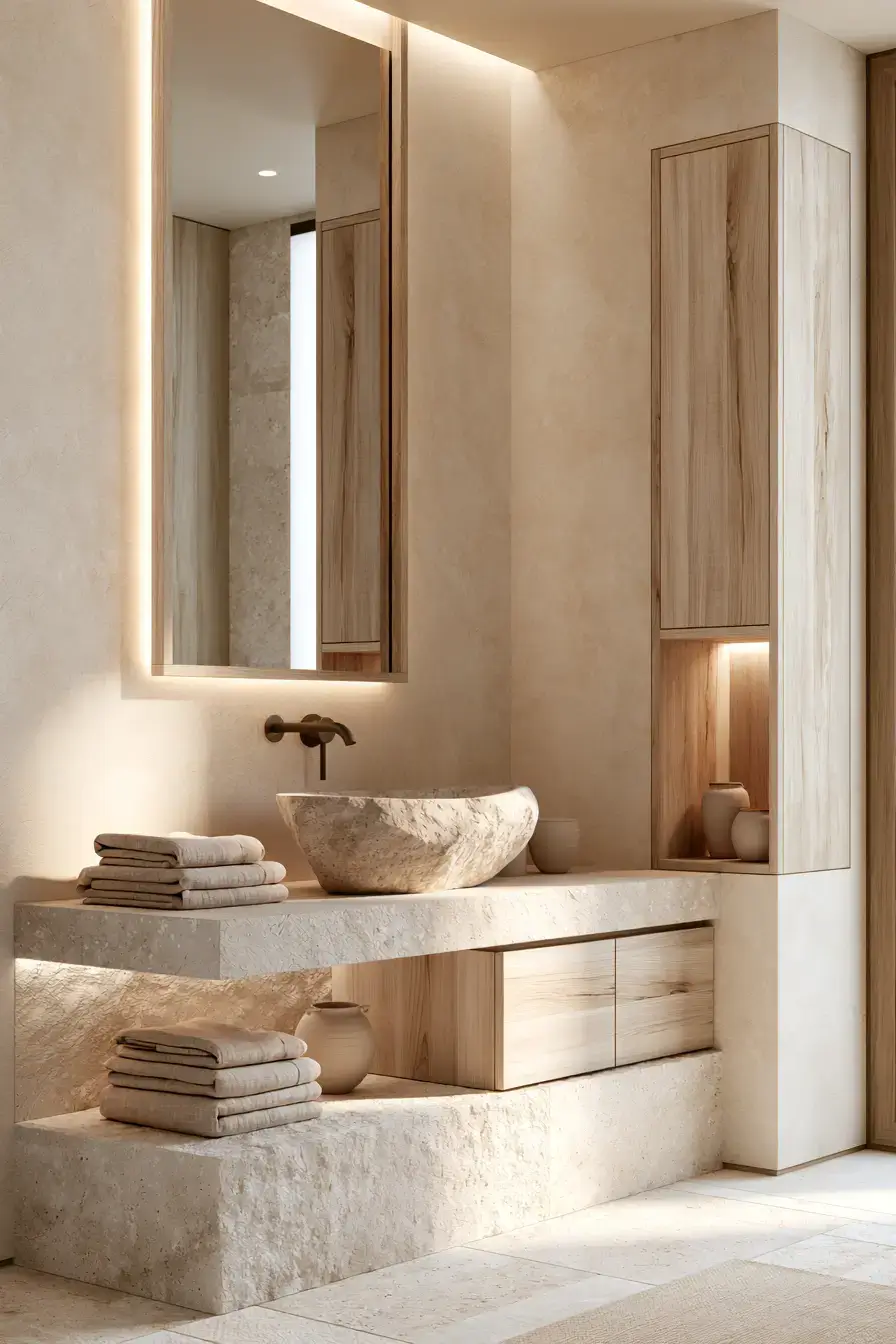 29 Japandi Style Bathroom Ideas for Quiet, Warm Minimalism 26 japandi style bathroom