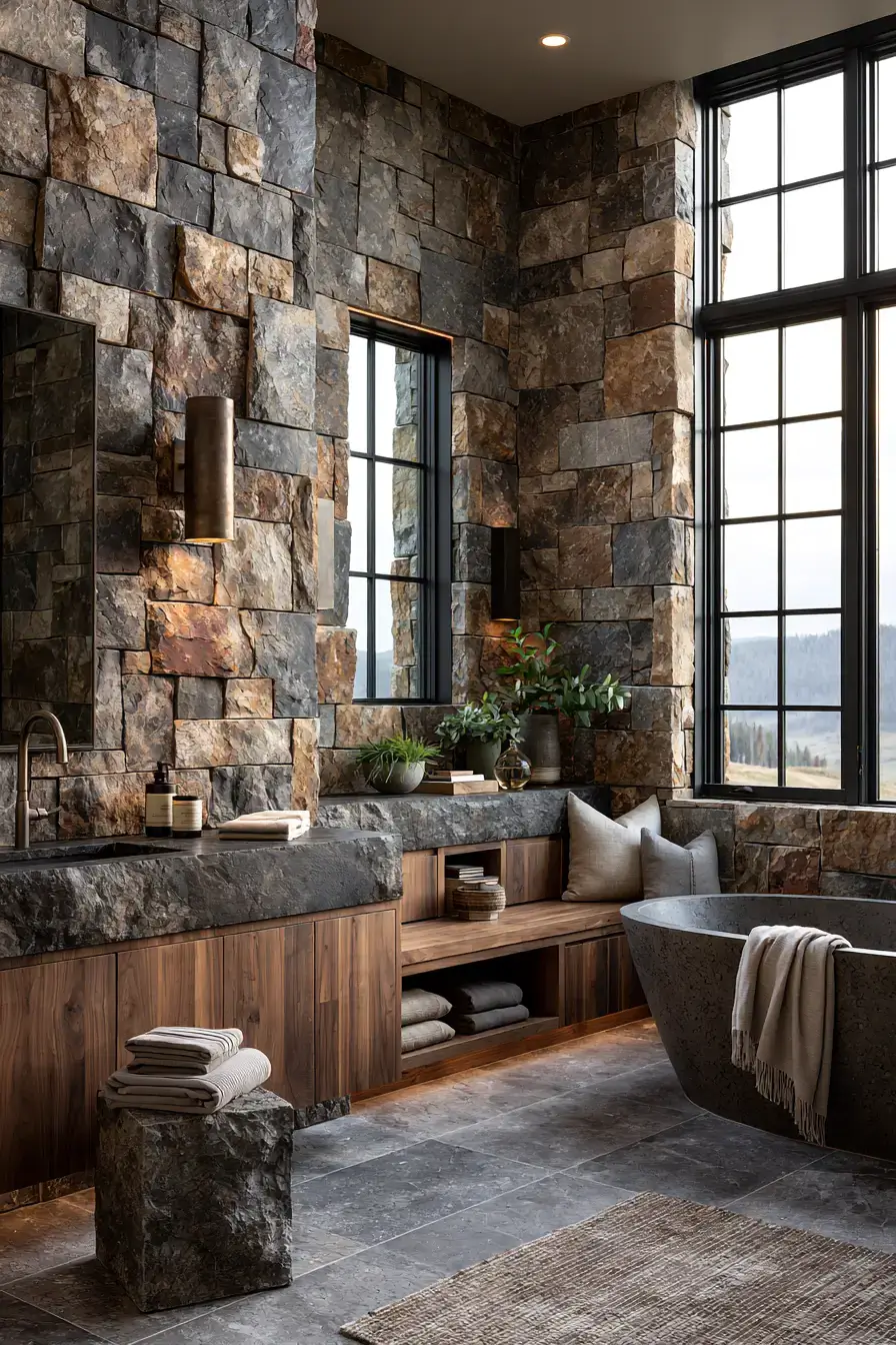 29 Stone Bathroom Ideas That Feel Carved From the Earth 27 stone bathroom