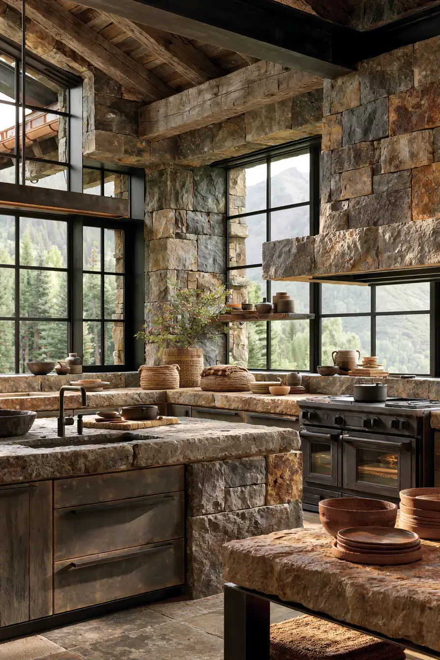 29 Stone Kitchen Ideas for Cooks Who Like Substance 28 stone kitchen