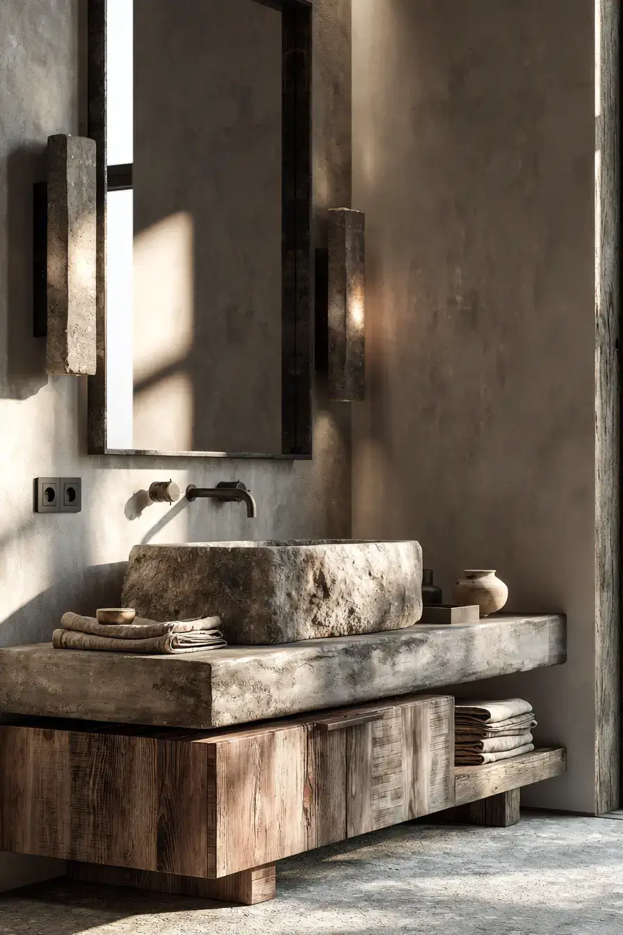 29 Stone Sink Bathroom Ideas for a Sculpted Wash Space 29 stone sink bathroom