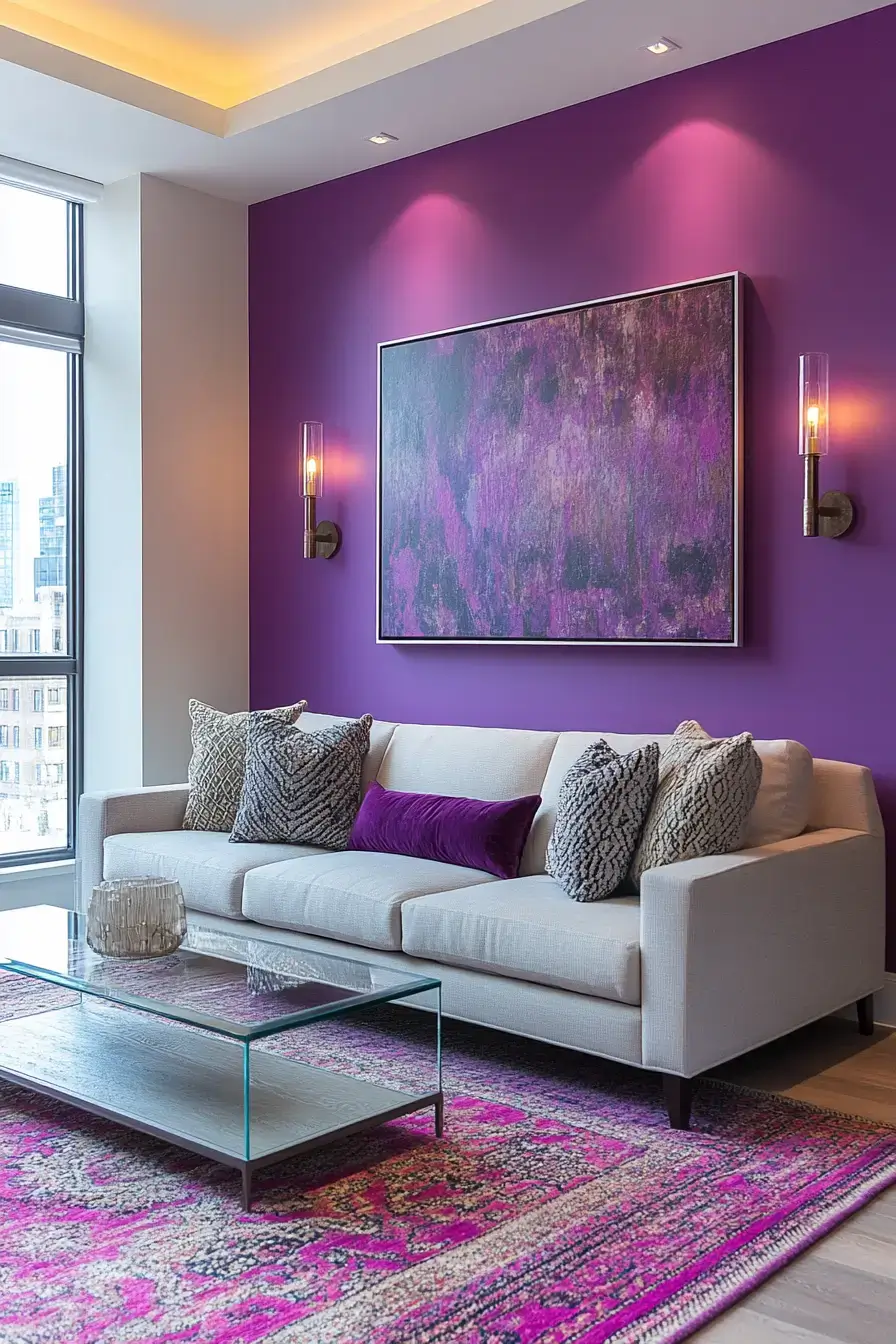 29 Purple Living Room Ideas That Prove the Color Deserves a Comeback 3 purple living room