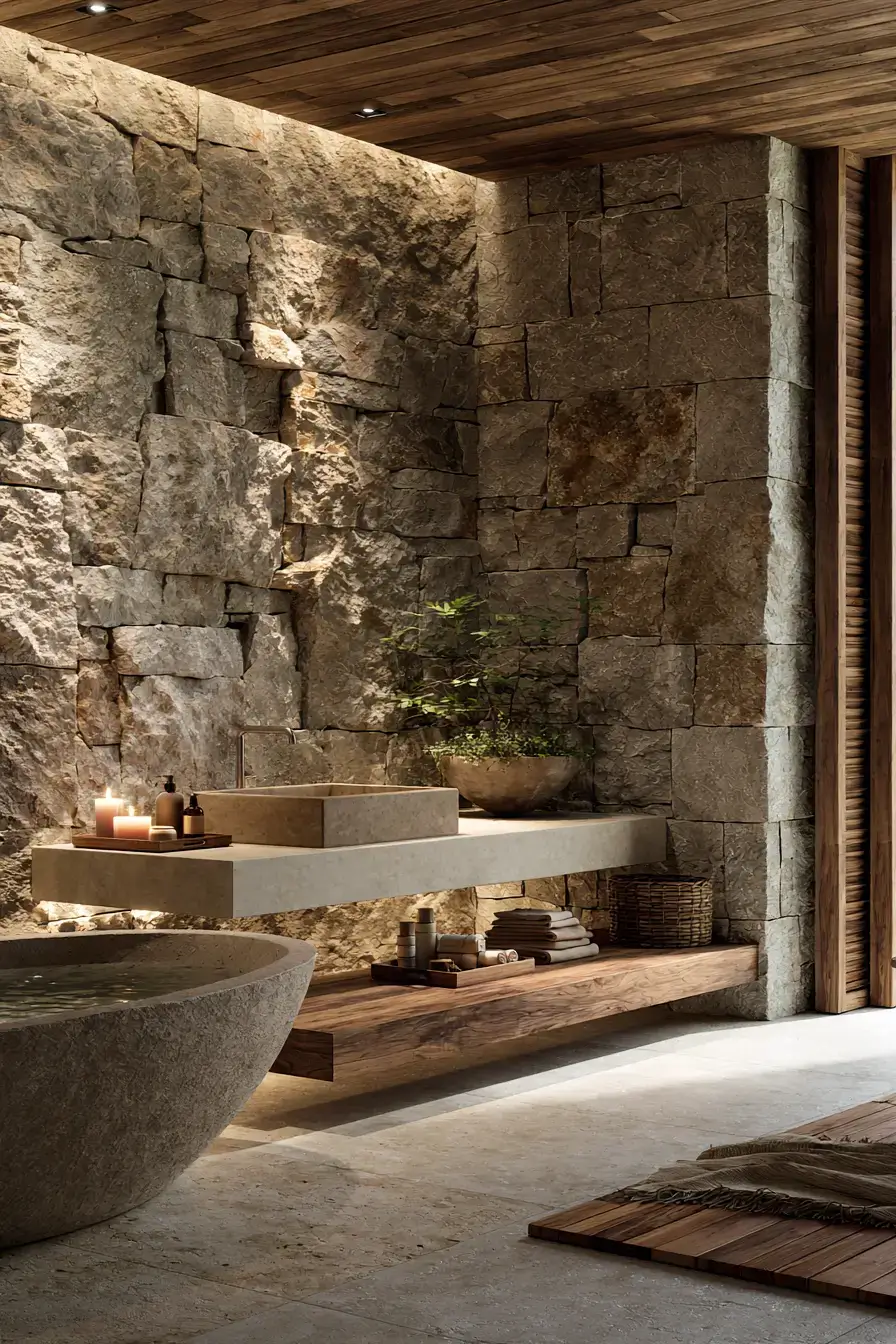 29 Natural Stone Bathroom Ideas Built to Outlast Trends 5 natural stone bathroom