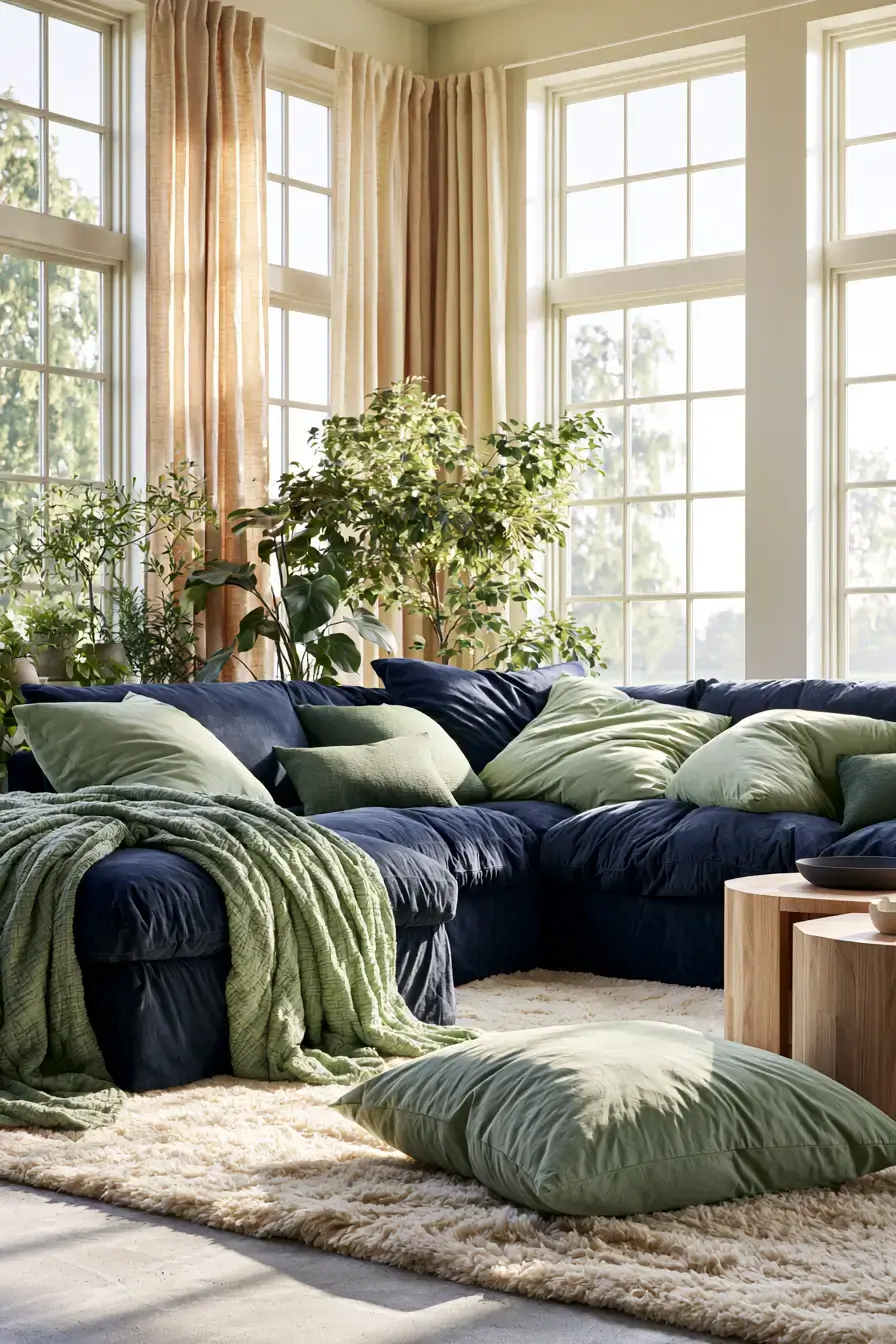 29 Navy and Sage Living Room Ideas for a Pairing That Just Works 6 navy and sage living room