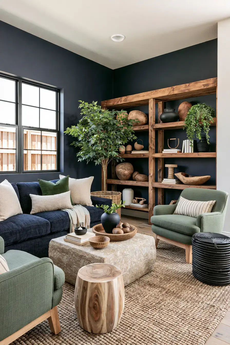 29 Navy and Sage Living Room Ideas for a Pairing That Just Works 7 navy and sage living room