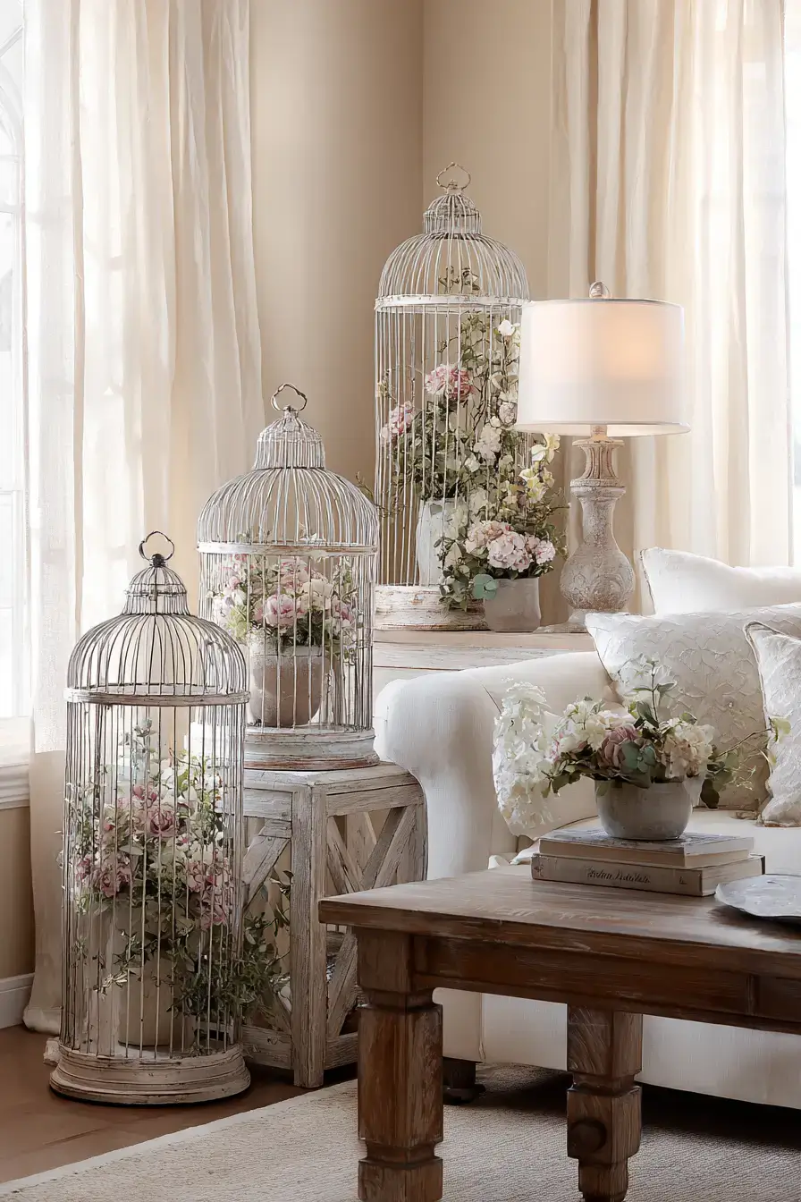 29 Vintage Birdcage Decor Ideas That Give Flea Market Finds a Second Life 8 vintage birdcage decor ideas