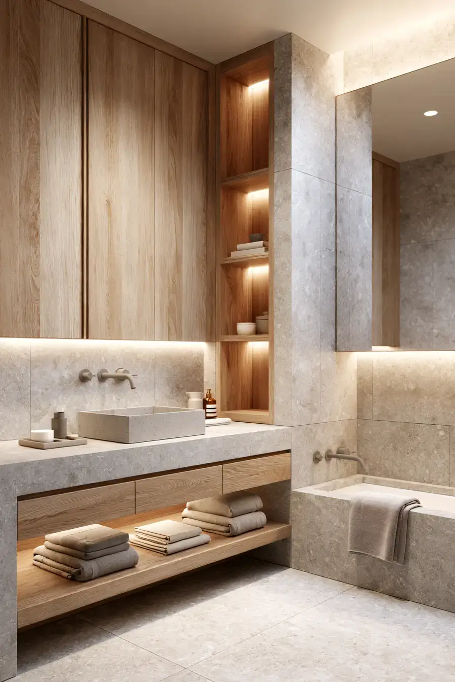 29 Japandi Style Bathroom Ideas for Quiet, Warm Minimalism 8 japandi style bathroom
