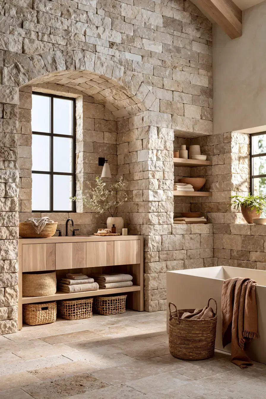 29 Stone Bathroom Ideas That Feel Carved From the Earth 8 stone bathroom