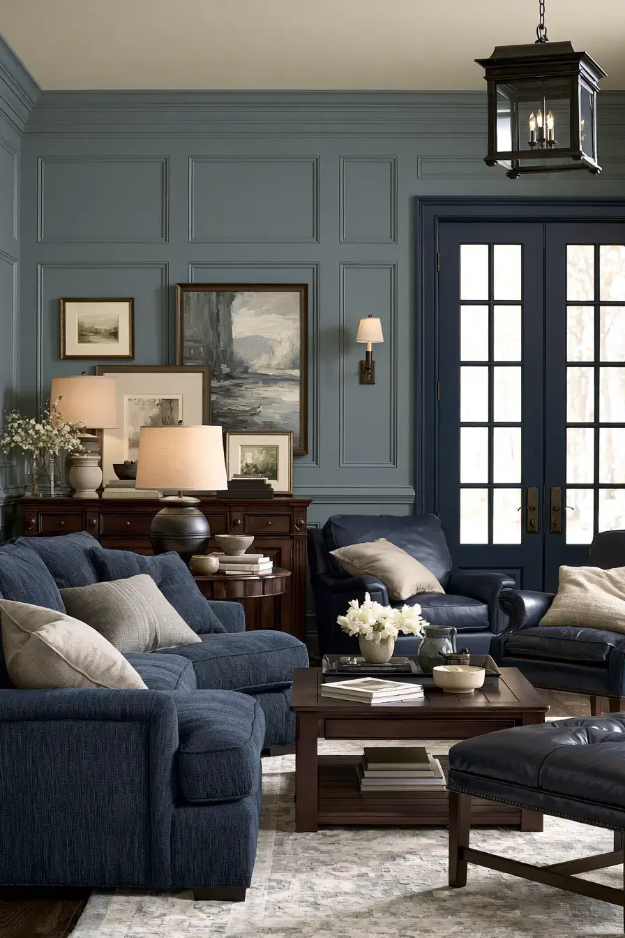 29 Navy and Sage Living Room Ideas for a Pairing That Just Works 8 navy and sage living room