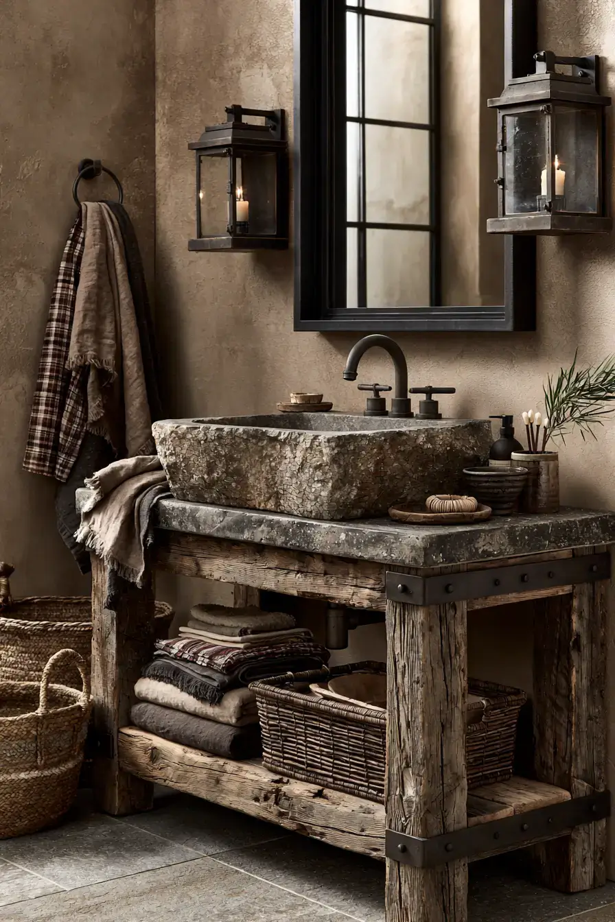 29 Stone Sink Bathroom Ideas for a Sculpted Wash Space 9 stone sink bathroom